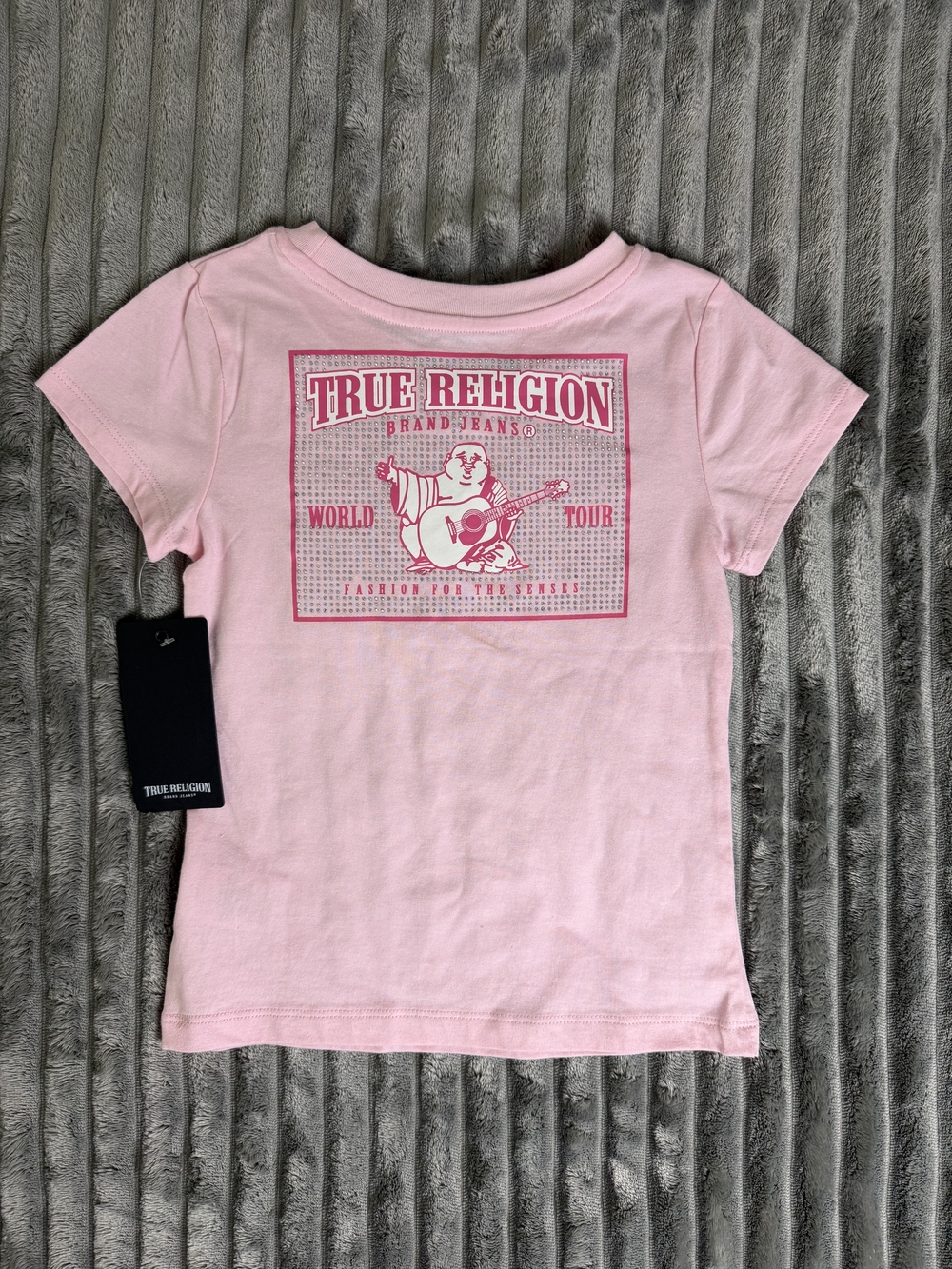 True Religion Rhinestone Pink Graphic Short Sleeve Tee Y2K